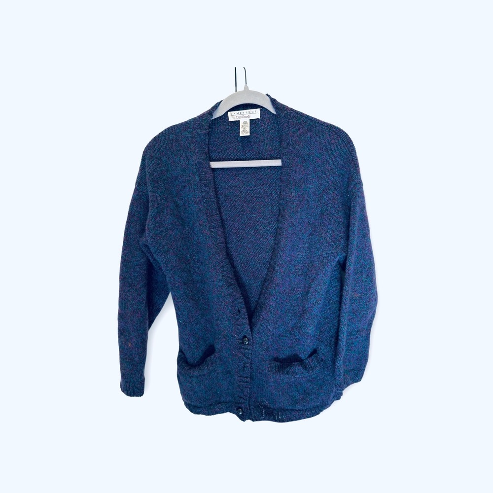 Cambridge Dry Goods 100% Wool Cardigan Sweater Small Vintage Colorful‎ Knit